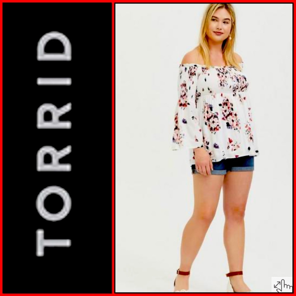 🔥NWT🔥TORRID Modal Lace-Up Smocked Off-Shoulder Top
